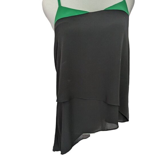 BCBGMaxazria Mika Black Green Asymmetric Tiered Racerback Tank - Picture 5 of 9
